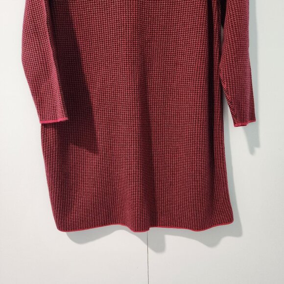 J.Jill Houndstooth Red Black Long Sleeve Pullover Sweater Dress-Medium Petite - Picture 5 of 6